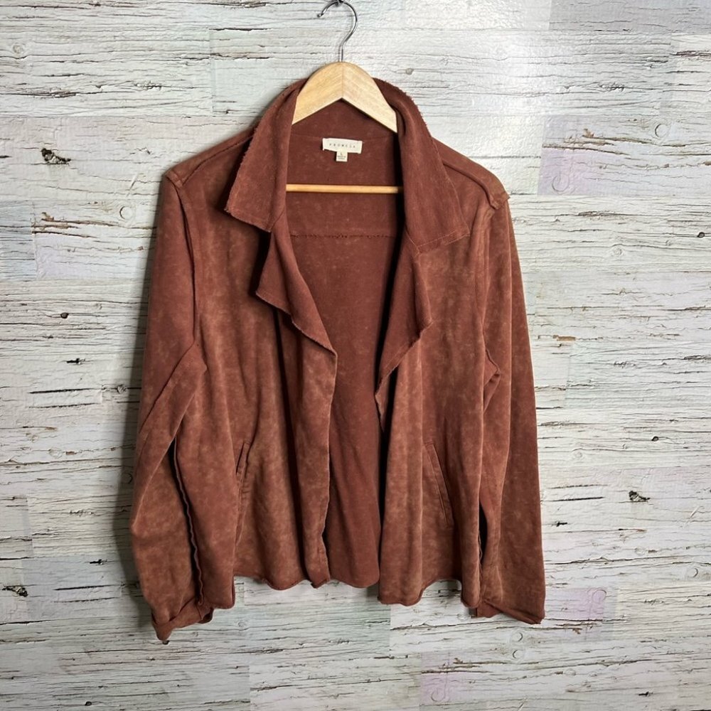 Promesa brown  distressed cardigan blazer sweater jacket size large